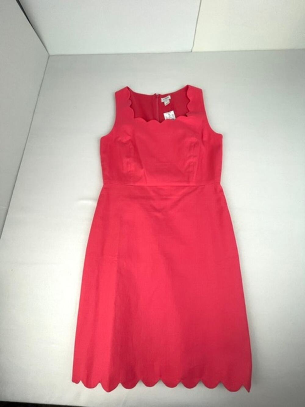 J.Crew Scalloped Sheath Dress Pink Linen Blend Sleeveless Lined Size 10 NWT